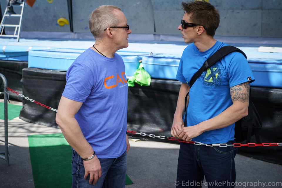 John from CAC with bouldering star Chris Webb Parsons